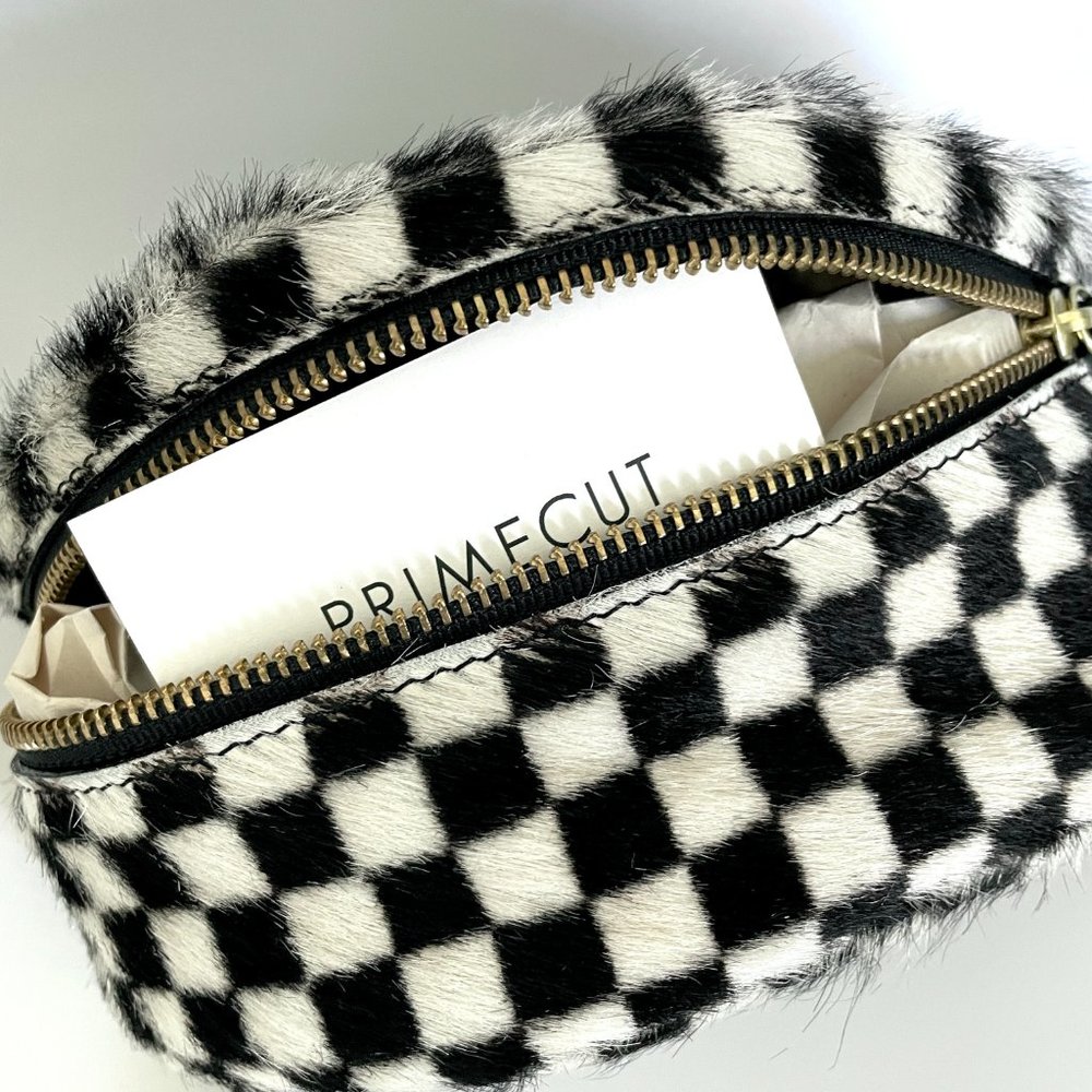 PRIMECUT BUM BAG Checkered Cowhide NWT - Picture 7 of 8